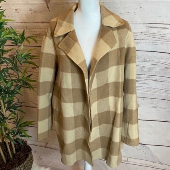 THEORY Double-Faced Check Overlay Wool Pea Coat NWT - Picture 10 of 14